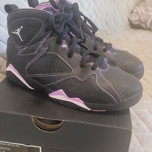 Jordan Kids Black and Purple High-Top Basketball Sneakers